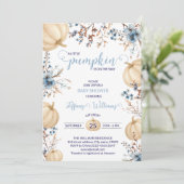 ブルーパステルウォーターカラーパンプキン秋野生の花 招待状 (スタンド正面)