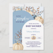 ブルーパステルウォーターカラーパンプキン秋野生の花 招待状 (正面)