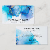ブルーパステルウォーターカラー金ゴールドフレックス名刺 名刺 (正面/裏面)
