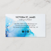 ブルーパステルウォーターカラー金ゴールドフレックス名刺 名刺 (裏面)