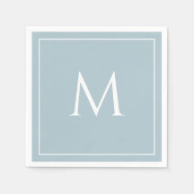 ブルーパステルエレガントモノグラムイニシャル