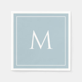 ブルーパステルエレガントモノグラムイニシャル スタンダードカクテルナプキン