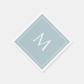 ブルーパステルエレガントモノグラムイニシャル スタンダードカクテルナプキン (角)