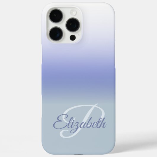 ブルーパステルグラデーションイニシャルモノグラム名前をカスタムする Case-Mate iPhoneケース (裏面)