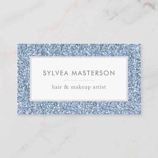 ブルーパステルグリッターミニマル 名刺 (正面)