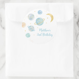 ブルーパステルツーザムーン宇宙誕生日フリット ラウンドシール