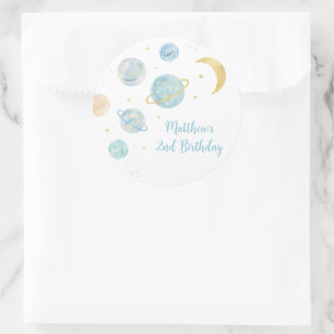 ブルーパステルツーザムーン宇宙誕生日フリット ラウンドシール