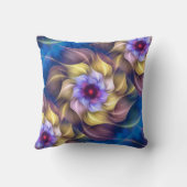 ブルーパステルフラクタルフラワー抽象芸術 クッション (裏面)