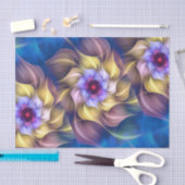 ブルーパステルフラクタルフラワー抽象芸術 薄葉紙 (クラフト)