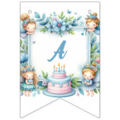 ブルーパステルフローラフェアリーファースト誕生日- バンティングフラッグ (第3の旗)