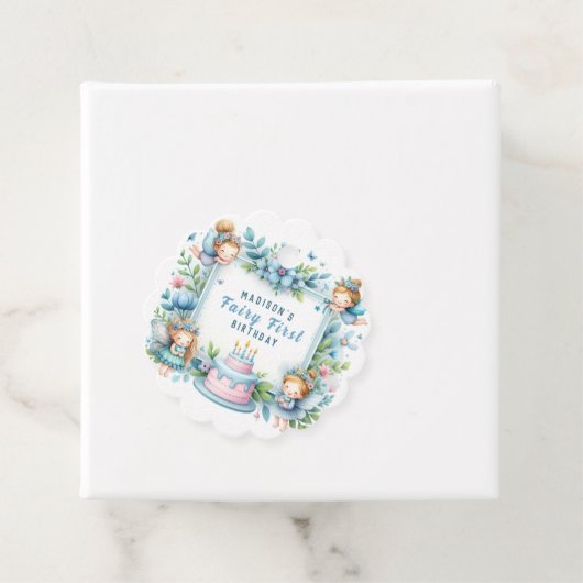 ブルーパステルフローラフェアリーファースト誕生日- フェイバータグ (インサイチュ)