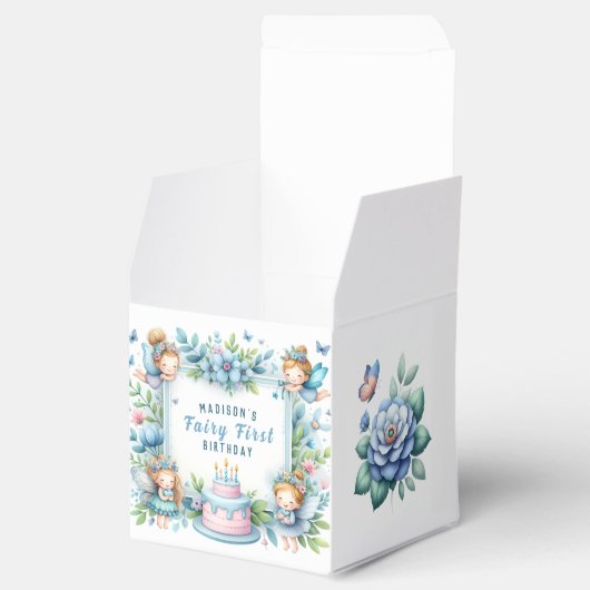 ブルーパステルフローラフェアリーファースト誕生日- フェイバーボックス (オープン)
