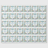 ブルーパステルフローラフェアリーファースト誕生日- ラッピングペーパー (フラット)