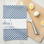 ブルーパステルプフランスのライドチェックカントリーグルメ キッチンタオル (四つ折り)