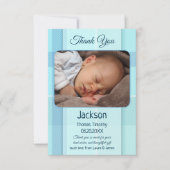 ブルーパステルプレイドベビー写真サンキューカード サンキューカード (正面)