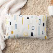 ブルーパステルマスタードイエローシェイプ抽象芸術パターン ランバークッション (ブランケット)