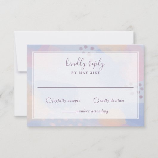 ブルーパステルモダン抽象芸術アートワーク 出欠カード (正面)