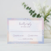 ブルーパステルモダン抽象芸術アートワーク 出欠カード (スタンド正面)