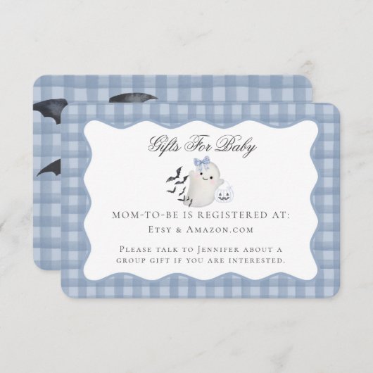 ブルーパステルリトルブー幽霊レジストリカードの挿入 エンクロージャーカード (正面/裏面)