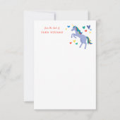 ブルーパステルレインボーユニコーンキッズパーソナルノート サンキューカード (正面)