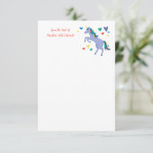 ブルーパステルレインボーユニコーンキッズパーソナルノート サンキューカード (スタンド正面)