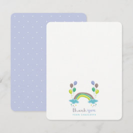 ブルーパステルレインボー&バルーンボーイベビーシャワー サンキューカード