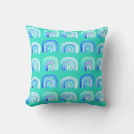 ブルーパステルレトロレインボー クッション