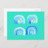 ブルーパステルレトロレインボー ポストカード (正面/裏面)
