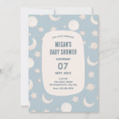 ブルーパステル宇宙宇宙飛行士ベビーシャワー 招待状 (正面)