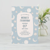 ブルーパステル宇宙宇宙飛行士誕生日 招待状 (スタンド正面)