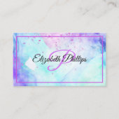 ブルーパステル水彩画の文字 名刺 (正面)
