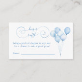 ブルーパステル水彩風船おむつラッフル エンクロージャーカード (正面)