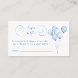 ブルーパステル水彩風船おむつラッフル エンクロージャーカード