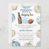 ブルーパステル男の子 かぼちゃの醸造とおむつ 招待状 (正面)