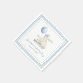 ブルーパステル航海のセイルボート1st誕生日 スタンダードカクテルナプキン (角)