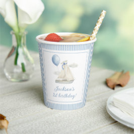ブルーパステル航海のセイルボート1st誕生日 紙コップ