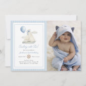 ブルーパステル航海のセールボート2nd誕生日の写真 招待状 (正面)