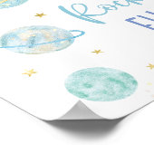 ブルーパステル銀河系宇宙ロケット燃料パーティー標識 ポスター (角)