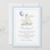 ブルーパステル ネイビー セーリングボート 1歳 誕生日 サンキューカード (正面)