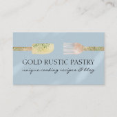 ブルーパステル ユーカリの葉 スプーン スパチュラ クッカー 名刺 (正面)