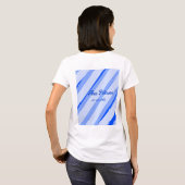 ブルーパステル+名前+日付+ボヘミアン+レトロ+ライン模様 Tシャツ (裏面フル)