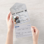 ブルーパスポートジャマイカデスティネーションウェディング オールインワン招待状 (貼ってはがせる)