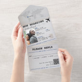 ブルーパスポートジャマイカ行き先結婚式 オールインワン招待状 (貼ってはがせる)