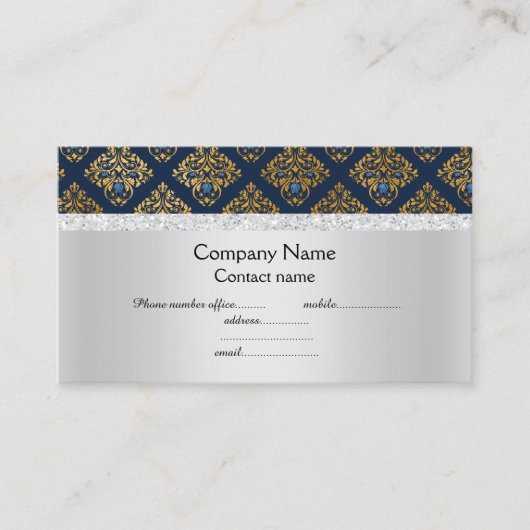 ブルーパターエレガントン半光沢ビジネス 名刺 (正面)