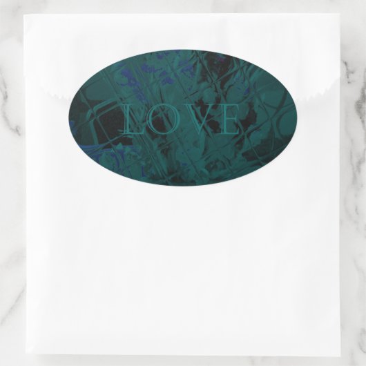 ブルーパターフランスのンアートデザインラブ 楕円形シール (バッグ)