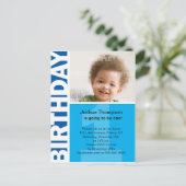 ブルーパネル1st誕生日招待状 インビテーションポストカード (スタンド正面)