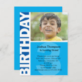 ブルーパネル3rd誕生日招待状 インビテーションポストカード (正面/裏面)