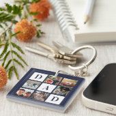 ブルーパパコローブロック6フォトコラージュパーソナライズされた キーホルダー (正面右)
