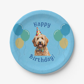 ブルーパピードッグ誕生日ポーティ ペーパープレート