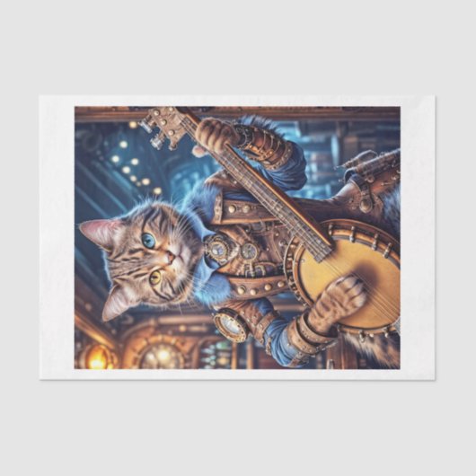 ブルーパブ遊に登場するスチームパンク猫のバンジョー –  薄葉紙 (正面)